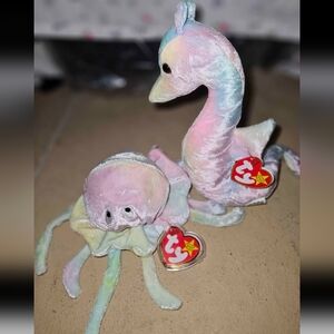 Ty Multicolor Plush Toy Pair - Seahorse & Jellyfish
